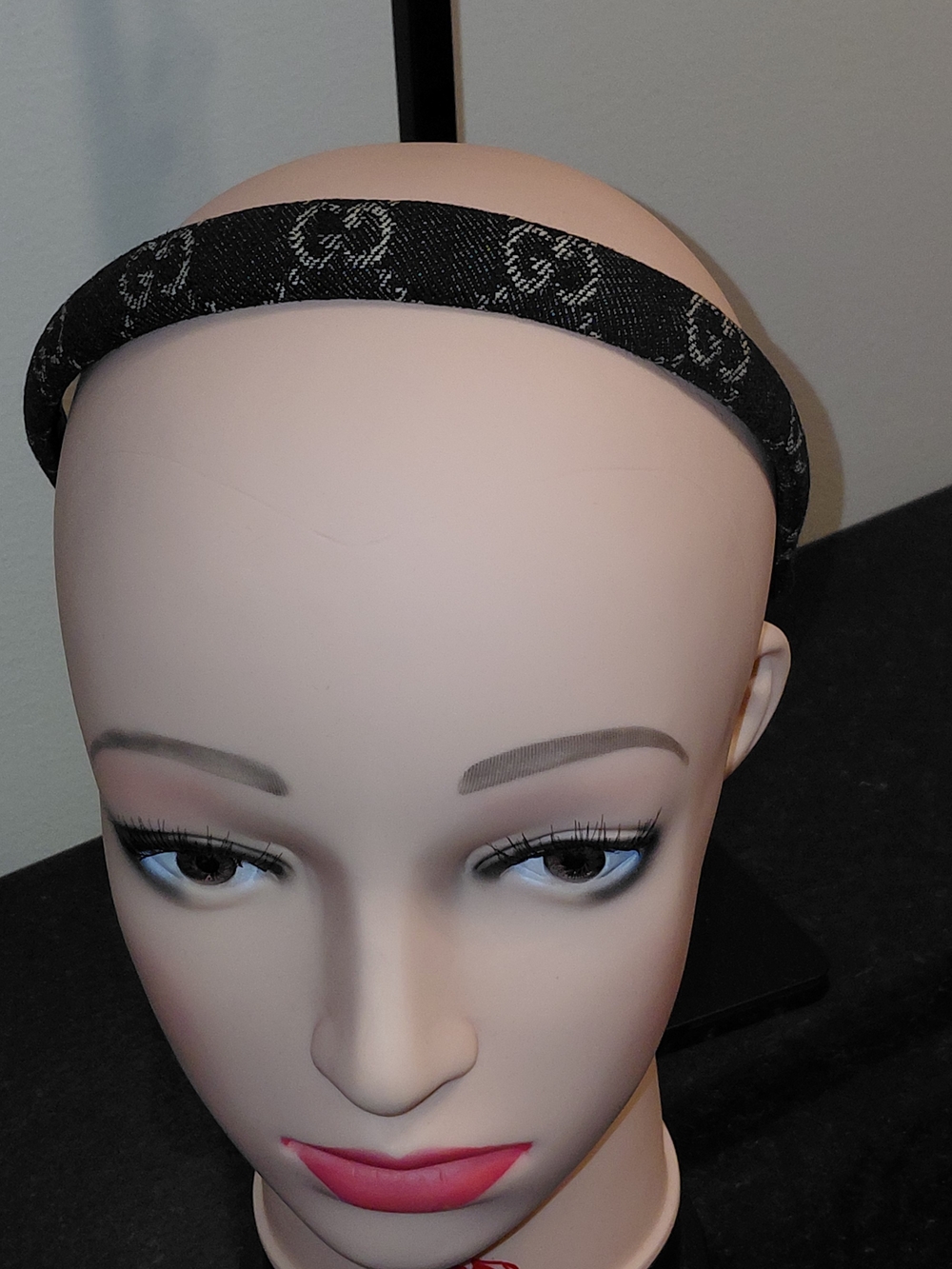 Gucci Black Gray Brown Denim GG Monogram Slim Headband